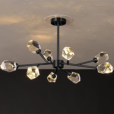 Black chandelier 40 inch 9 lights Spoutnik pendant pole chandelier in crystal luster modern ceiling crystal coupé luminaires in crystal living room decoration lampshade.. DIAYTAR NIGERIA redefines convenience with our vast product selection and swift nationwide delivery.