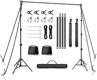 Adjustable background canvas support with metal earth screws and nylon strings for outdoor use, robust background support system for photo studio, video, wedding, wedding, wedding, wedding, wedding, wedding, wedding.. DIAYTAR NIGERIA brings affordable shopping to your fingertips with reliable delivery in less than 8 days.