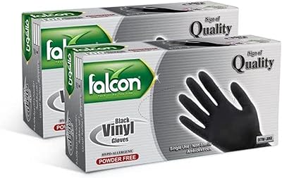 Falcon vinyl gloves - black without powder | S, M, L, XL | (package of 2) x 100 pieces).. Shop with purpose and save with DIAYTAR NIGERIA's extensive platform and nationwide delivery service.