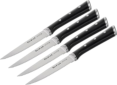 Steak knives Tefal ICE Stainless steel force - 11 cm - Lot of 4 - Excellent design - K232S414.. DIAYTAR NIGERIA transforms dreams into deliveries with our affordable prices and reliable shipping.