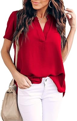 Summer blouse relaxed in silk muslin in V -neck for women, a loose blouse with short sleeves.. Experience shopping freedom with DIAYTAR NIGERIA's vast selection and dependable nationwide shipping.