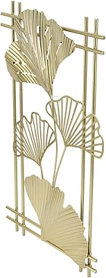 Metal wall decor, gilded ginkgo leaf design of 18 "x 10", with frame, wall sculpture in 3D gilded metal for living room, bedroom, design office.. Shop from Nigeria's largest product selection at DIAYTAR, with budget-friendly prices and swift delivery.