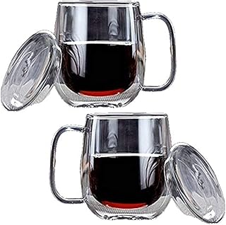 Set of 2 parts in isolated double -walled glass with cover, heat resistant heat resistant thermal cup, coffee and desktop mug with handle by Lush, 350 mll.. Transform your shopping experience with DIAYTAR NIGERIA's vast product selection delivered at unbeatable prices.