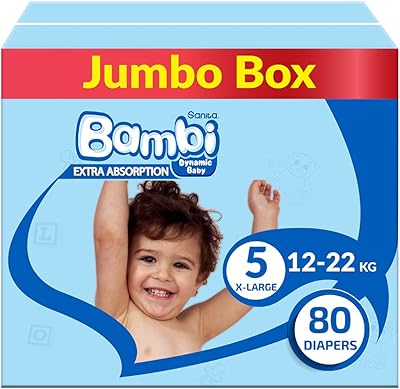 Sanita Bambi, size 5, XL, 12-22 kg, jumbo package, 80 layers.. Discover the convenience of DIAYTAR NIGERIA's vast e-commerce platform with delivery in just 5-8 days.