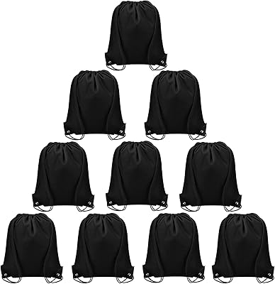 Package of 10 cord backpacks, festive, sport and travel bags - Black.. Experience the ease of one-stop shopping with DIAYTAR NIGERIA's diverse catalog and nationwide delivery.