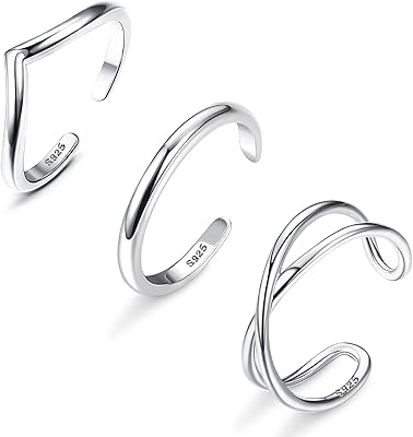 Fiasaso 3 pieces of Sterling silver silver rings for women adjustable toe rings set of open -ended ring jewelry of summer beach.. DIAYTAR NIGERIA: Connecting Nigerians with their needs through affordable prices and 5-8 day shipping.