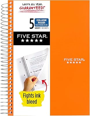 Notebook with spiral binding and lined paper divided into 5 materials for college of Five Star, 180 sheets, color chosen for you, small 9-1/2 inch format x 6 inch, 1 unit (06184).. Shop with purpose at DIAYTAR NIGERIA and discover a world of products at budget-friendly prices.