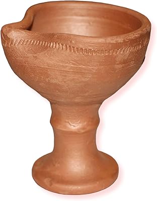 DIYA clay support | 4 "Height | Earth oil lamp support | Handmade Diva | Pottery clay | Natural candle | Package of 2.. Need something fast? Order it now from DIAYTAR Nigeria.