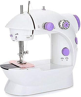 Mini portable electric sewing machine with lighting and cutting lamp, high and low speed, battery or adapter sector (purple - EU socket).. DIAYTAR NIGERIA brings the marketplace to your screen with affordable products delivered in 5-8 days.