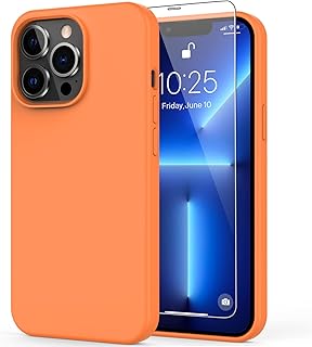 Dinakin shell for iPhone 13 Pro with screen protector, flexible and flexible silicone bumper case, Fine anti-shoc fine protective shell for iPhone 13.1 inch, orange papaya.. Experience the simplicity of DIAYTAR NIGERIA's extensive marketplace with delivery within 8 days.