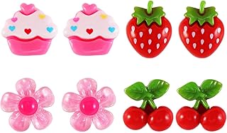 Clip earrings for children, 4 pairs of clip earrings for girls, earrings to play, parties, children, princess game jewelry, 1, PVC, PVC plastic.. DIAYTAR NIGERIA delivers value, variety, and convenience with our nationwide 5-8 day shipping.