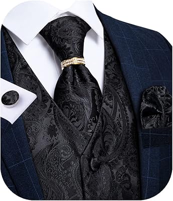 Set of men's costume vest, 5 rooms, tuxedo vest, tie pocket, square cufflinks, tie ring, wedding party.. DIAYTAR NIGERIA: Where every shopping need is met with affordable prices and reliable 5-8 day delivery.