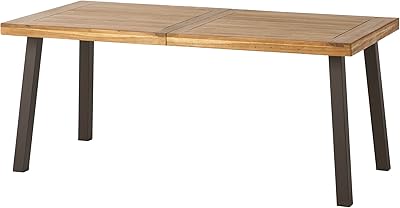 Acacia wooden dining table Christopher Knight Home Della, natural and rustic metal lacquer.. Experience shopping freedom with DIAYTAR NIGERIA's vast selection and dependable nationwide shipping.