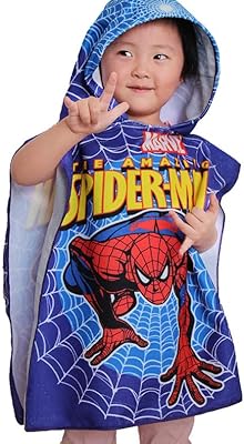 Children's hoodie poncho towel, Spider-man pattern, bath towels for toddlers with hood, Spider-Man blue swimsuit.. DIAYTAR NIGERIA: Your partner in affordable online retail with reliable shipping across Nigeria.