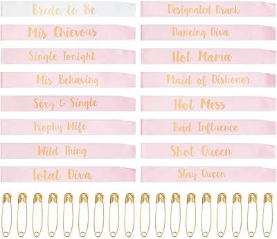 Set of 16 belts as a bridesmaid, scarf of bridesmaid, set of young girls' life belts, for bridesmaids, bachelor party, party gifts, accessories, supplies.. DIAYTAR NIGERIA: Redefining e-commerce with affordable prices and reliable nationwide shipping.