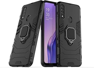 Double layer durable protective shell compatible with Oppo A31 and Oppo A8, equipped with a metal ring and a crutch (works with a magnetic car support) (black).. Discover endless possibilities with DIAYTAR NIGERIA's comprehensive selection and reliable shipping.