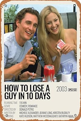 How to lose a guy in 10 days (2003) Display of vintage film 8 "x 12" metal tin panel decoration of funny man cave.. Browse endless categories on DIAYTAR Nigeria — your items delivered in just days.