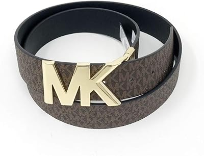 Reversible 38 mm leather belt with loop closure with MK, black, 38 mm logo.. No more overpriced stores — DIAYTAR Nigeria brings the best to your door.