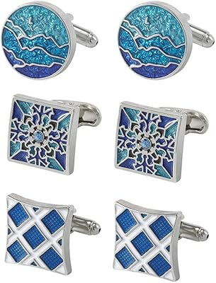 Men's cufflinks 6 pieces, blue square cufflinks unique for men's shirts, elegant classic stainless steel cufflinks, business wedding cufflinks, 24-27.5cm, steel alloy, without precious stones.. DIAYTAR NIGERIA: Simplifying access to thousands of products with affordable nationwide shipping.