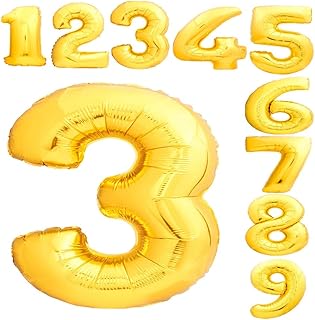 Numbered balloons in large 40 inch gold leaf, bloat numbered in mylar with helium for birthday party and graduation party with figures 0-9 (gold, number 3).. DIAYTAR NIGERIA puts thousands of products at your fingertips with affordable prices and delivery within a week.