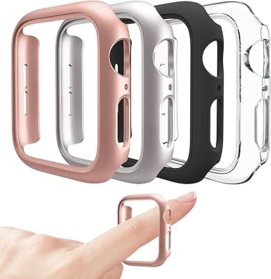 Lot of 4 shells compatible with Apple Watch 40 mm/44 mm [without screen protector] Series 6 5 4SE, rigid PC protection frame compatible with IWatch (44 mm, pink/starlight/black/black/transparent).. DIAYTAR NIGERIA: Where thousands of products meet affordable prices and reliable 5-8 day delivery.
