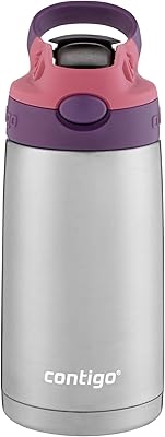 Water bottle Contigo Kids in stainless steel with redesigned autospout straw, 13 oz, eggplant and punch.. From daily deals to exclusive products — DIAYTAR Nigeria has you covered.