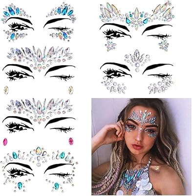 BOUNTY 6 pieces of mermaid for women, sparkling precious stones, wild festival rhinestones, crystal face stickers, temporary tattoos for eyes, face and body.. DIAYTAR NIGERIA combines affordability with convenience, delivering your purchases within 5-8 days.