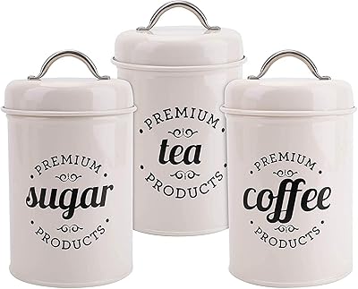 Tomvaes 3 rooms hermetic kitchen containers Decorations with portable lids coffee sugar together metal box jar container kitchen decor storage container food storage (white).. DIAYTAR NIGERIA: Your one-stop e-commerce destination with affordable prices and nationwide delivery in 5-8 days.