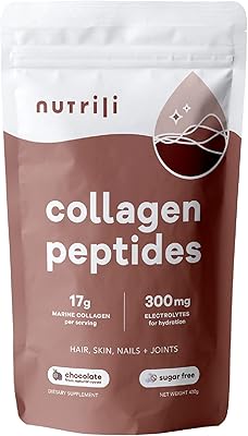 Nutrili collagen peptides powder, promotes the health of hair, nails, skin, bones and joints, chocolate (chocolate, 17 g of marine collagen).. DIAYTAR NIGERIA: Where shopping dreams become reality with budget-friendly prices and prompt delivery.