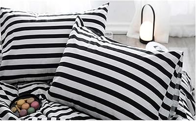 CLOTHKNOW Standard pillow pillowcases with black and white stripes, set of 2 pillowcases for bed cupboard, black envelope for boys and girls.. Shop with purpose at DIAYTAR NIGERIA and receive products at unbeatable prices within the week.