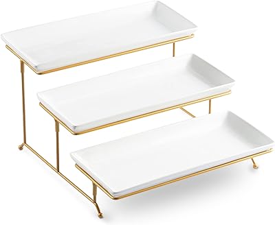 Liuboh Large service plates and 3 -level support with 14 inch durable foldable support, service tray on several levels for aperitifs, fruit, desserts and cupcakes, white.. DIAYTAR NIGERIA: Where shopping dreams come true with budget-friendly prices and nationwide shipping.