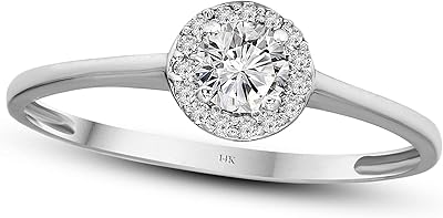 3-8 CT | White gold 14 carats Halo Ring of diamonds cultivated in the laboratory.. Shop with ease at DIAYTAR NIGERIA and enjoy our extensive product range delivered at affordable rates.