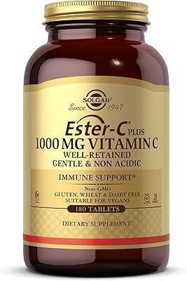 Solgar vitamin C plus 1000 mg ester - maintains the skin, soft, non -acidic, without GMOs for immune support, is suitable for vegetarians - 180 tablets.. DIAYTAR NIGERIA combines extensive variety with budget-friendly prices and prompt nationwide delivery.