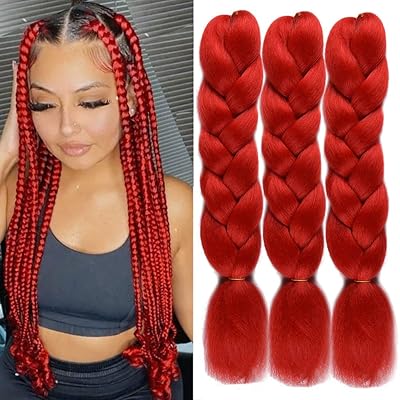 Kanekalon braided hair extensions for women, mumbo -shaded red synthetic braided hair (24 ", red).. Shop millions of products across categories on DIAYTAR Nigeria — delivered right to your door.