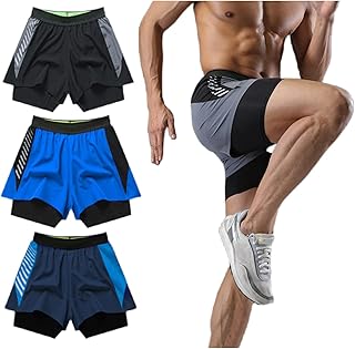 Honbolo sports shorts for men, quick drying sports shorts, padded, absorbent perspiration, soft and breathable swimwear, night vision, reflective pocket for phone, 2 pieces.. Shop with confidence at DIAYTAR NIGERIA, where affordability meets reliability in less than 8 days.