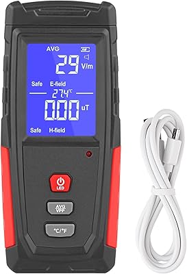 EMF counter, portable digital radiation detector, portable EMF detector for the house and exterior, electric/magnetic field detector/ghost detector-LED light and black audio alarm (1-1999 V/m, 0.01-99.99 μt).. Shop with purpose at DIAYTAR NIGERIA and receive your purchases at unbeatable prices within the week.