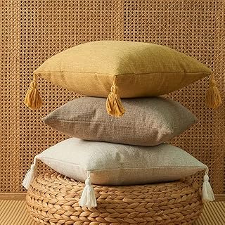 45 x 45 cm United cotton and linen cushion cover with khaki pompoms, beige cushion cover for interior decoration, sofa cushion (beige).. Your trusted shopping companion, DIAYTAR NIGERIA delivers affordable solutions in just 5-8 days.