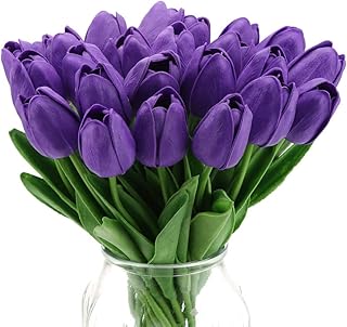 Real Touch purple tulips, 24 artificial tulips for decoration of artificial tulip flowers, artificial tulips for table decoration, house, prenatal party (purple).. Your complete shopping companion, DIAYTAR NIGERIA offers extensive selection delivered within the week.