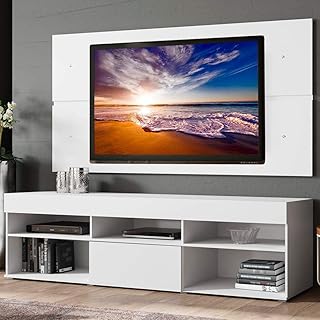 Madisa TV cabinet with panel, for TV up to 65 inches, wood, 180 x 157 x 40 cm - White.. DIAYTAR NIGERIA: Where shopping meets satisfaction with affordable prices and prompt delivery services.