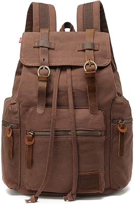 Backpack in canvas and leather travel for men and women, shoulder bag for laptop, campsite, hiking, school, books for men and women coffee by BWSJ.. Your everyday shopping companion, DIAYTAR NIGERIA offers unbeatable value with nationwide delivery.
