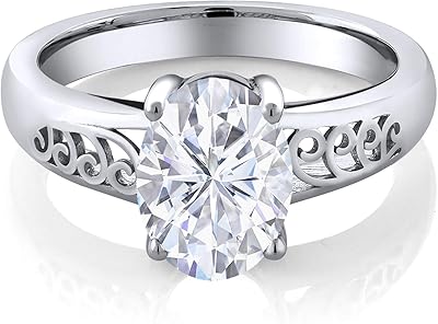 Lonely Curl Into Sterling 925 Silver Ring, almost colorless oval, 2.10 carat moistanite.. DIAYTAR NIGERIA: Redefining online shopping with unbeatable prices and consistent delivery times.