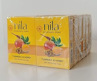 Nila Ayurvedic soap with turmeric and hand done by hand, package of 12.75 g x 12 pieces.. Your shopping journey simplified with DIAYTAR NIGERIA's vast selection and budget-friendly shipping.