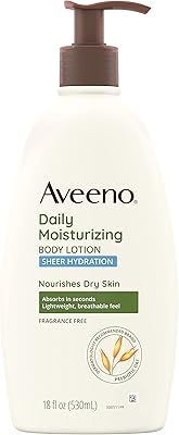 Aveeno Daily moisturizing lotion for dry skin with soothing oatmeal, light, quick absorption, fragrance -free, intense hydrating for the body, 18 fl oz.. DIAYTAR NIGERIA: Where every Nigerian finds what they need at prices they can afford, delivered promptly.