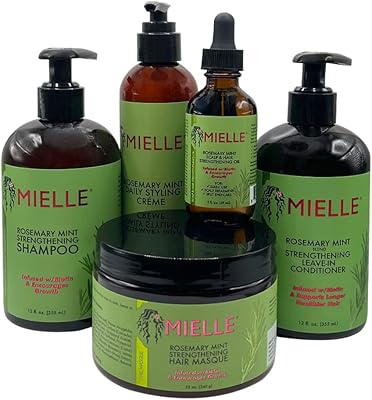 Bottle of melly hair products with rosemary and mint for stronger and healthier hair and a 5 -piece hairstyle set.. Unlock endless possibilities with DIAYTAR NIGERIA's affordable marketplace and reliable delivery service.