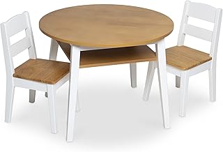 Table round table in wood and 2 Melissa & Doug chairs - Children's playroom furniture, light grain wood and two -tone white finish - Activity furniture set for toddlers.. Transform your shopping experience with DIAYTAR NIGERIA's vast product selection delivered at unbeatable prices.