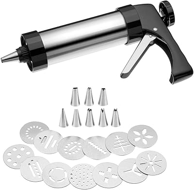 MR cookie press set. Bigger good grips with stainless steel discs, the best set of cookie manufacturing including 13 disk forms and 8 nozzles.. Discover why millions choose DIAYTAR for affordable online shopping with delivery in just 5-8 days.
