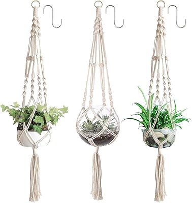 Package of 3 hangers for plants in macrame of interior and exterior with hooks.. Shop with intention at DIAYTAR NIGERIA, offering thousands of products delivered nationwide in days.