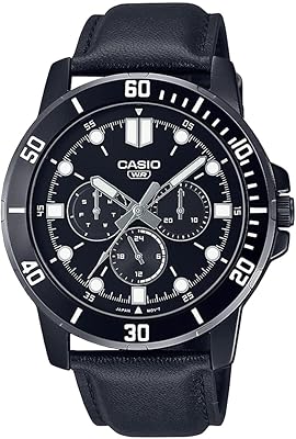 Multiple analog watch with black dial and leather bracelet for men mtp-vd300bl-1eudf., Black, bracelet.. DIAYTAR NIGERIA brings the market to your screen with thousands of affordable products delivered to your door.