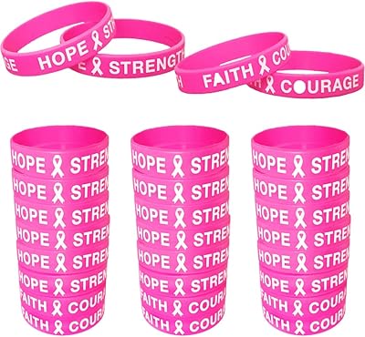 Aiseno 48 pieces Rose Bracelet Awareness of breast cancer in unisex rubber bracelets, without precious stone, without precious stone.. Embrace the convenience of DIAYTAR NIGERIA with thousands of products at your fingertips, delivered nationwide.