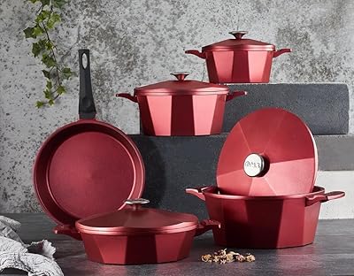 WHO GRANITE KITCHEN COOK OVER - 9 Pieces - Red.. DIAYTAR NIGERIA brings the marketplace to your home with budget-friendly prices and nationwide delivery.